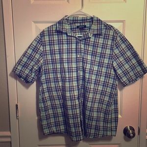 Blue & Green Button Up Polo